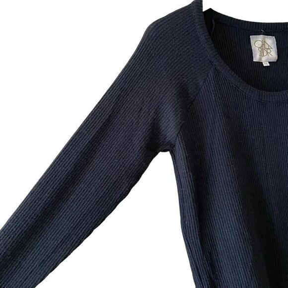 Chaser Revolve Jet Black SCOOP NECK RAGLAN RIB PULLOVER Long Sleeves SZ M - Picture 7 of 11